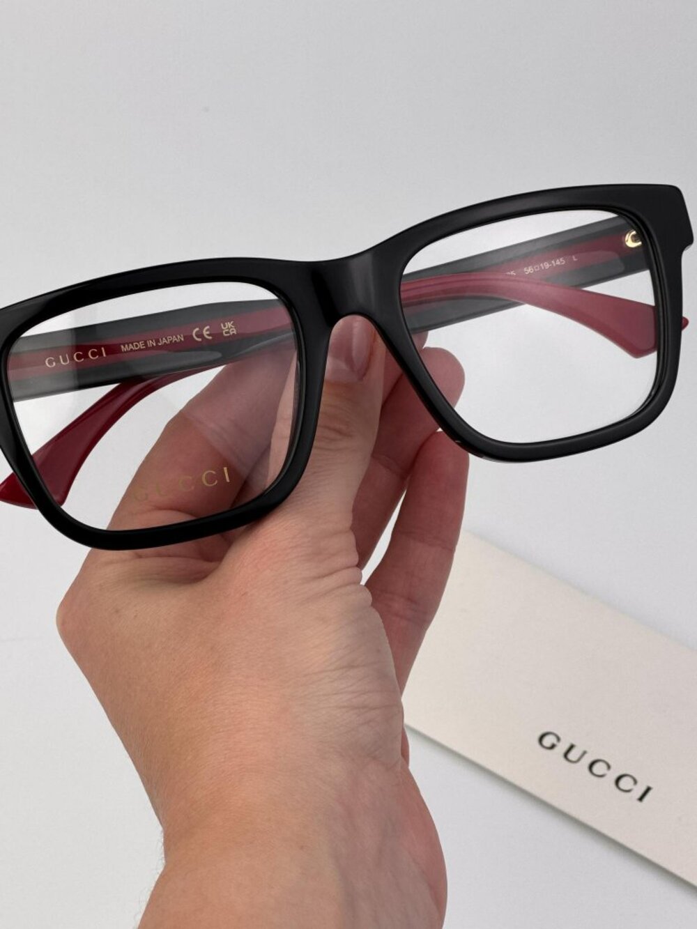 GUCCI GG1870O 005 BLACK GREEN SQUARE EYEGLASSES